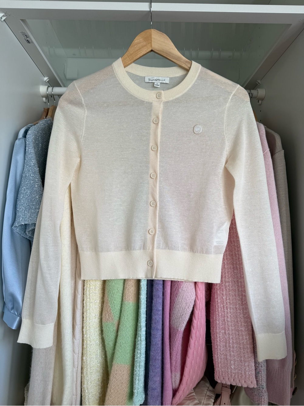 Cream Button-Front Cropped Cardigan Sweater